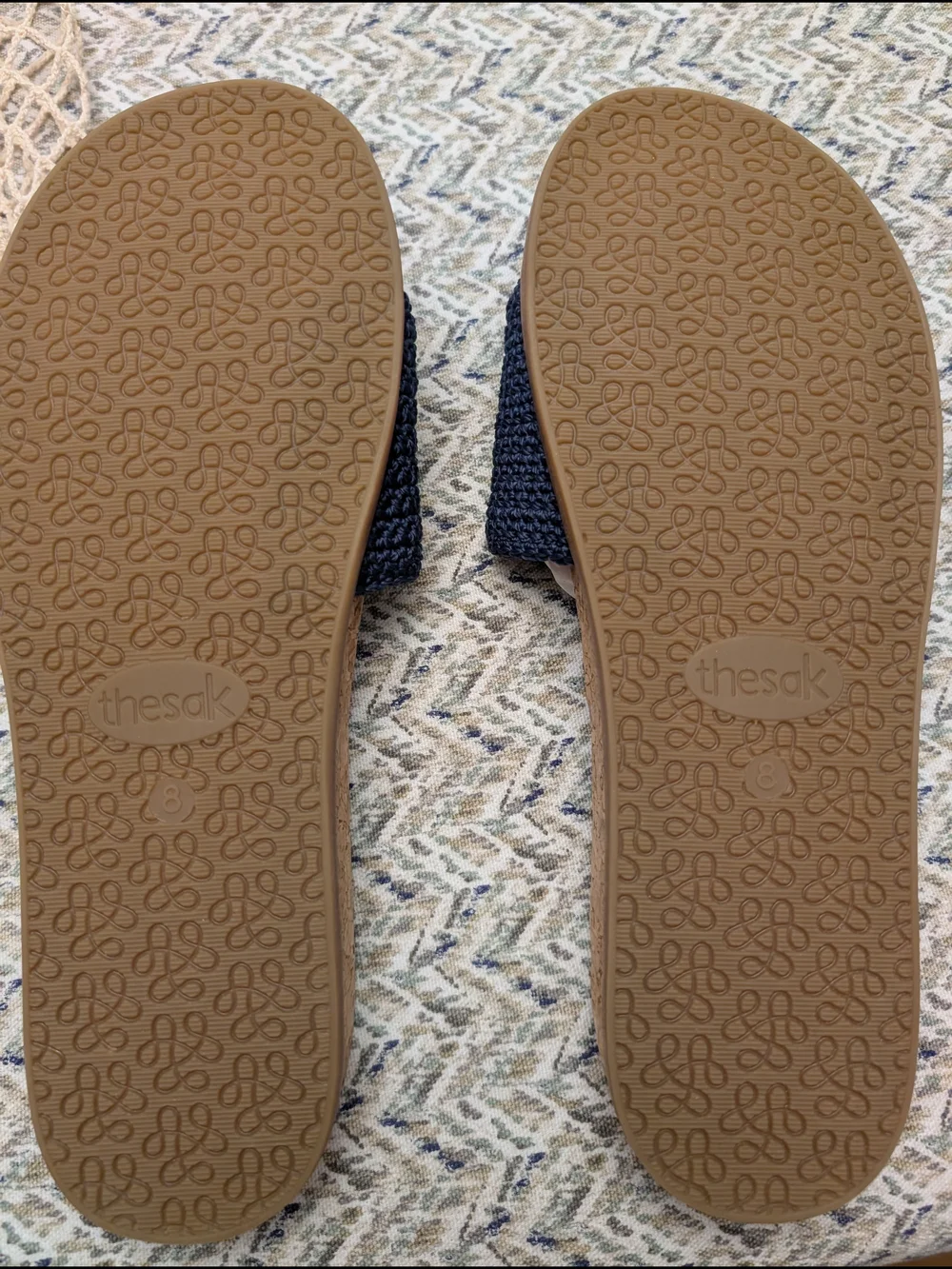 NWT The Sak Navy Crochet Slides With Cork Footbed